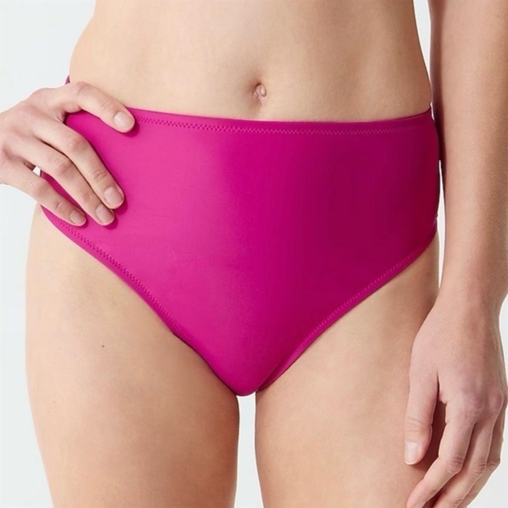 NWT J. Crew Women's High-Rise‎ Full Coverage Bikini Bottom Pink Size S